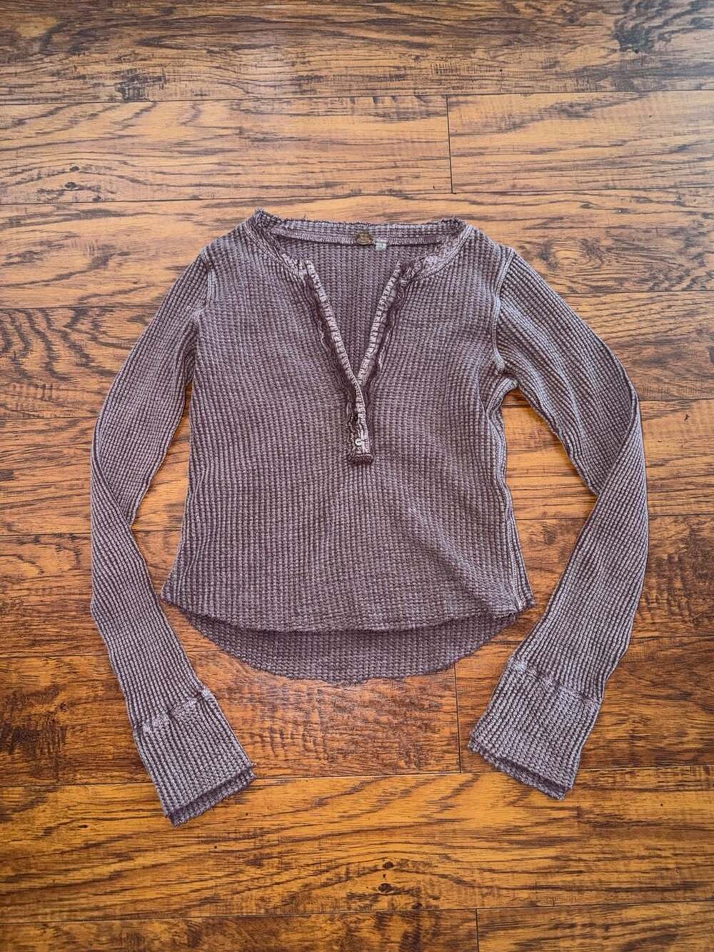 Free People FP One Colt Thermal Waffle Weave Henley Top
